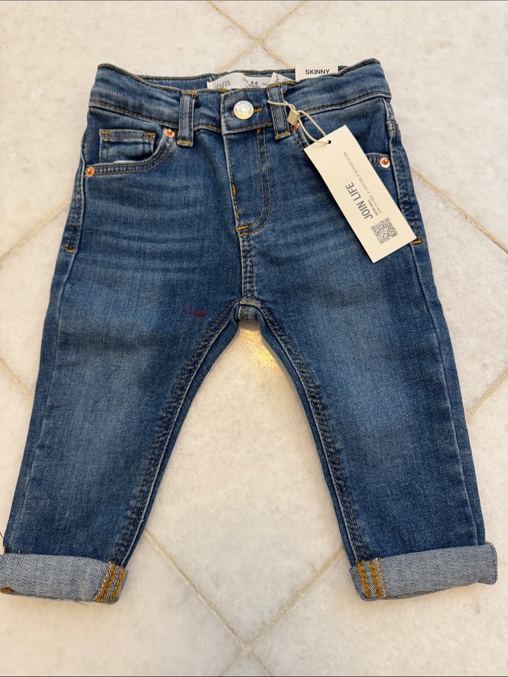 Zara Kids Skinny Blue Denim Jeans, 6-9M